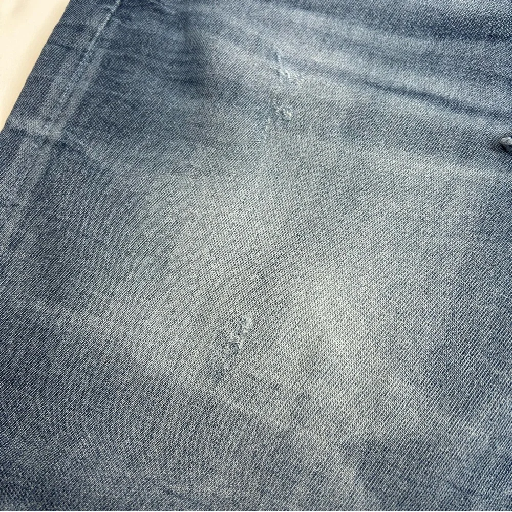 Driftwood Connie‎ Medium Wash Distress Elastic Waist Drawstring Jean Shorts 32